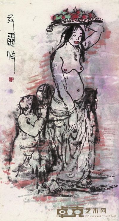 张友宪 母与子 100×54cm
