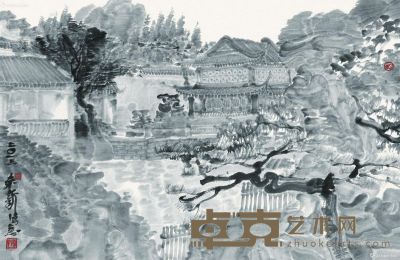 周京新 水墨园林 46×70cm
