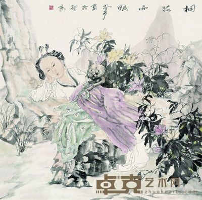 尚可 拥花而眠 68×68cm