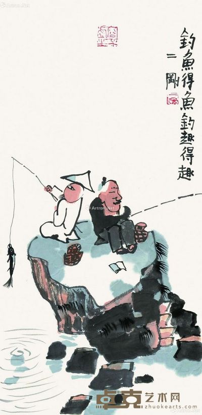 刘二刚 钓趣 69×34cm