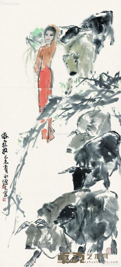 方增先 傣人放牧 101×46cm