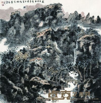 骆少军 山水 68×68cm
