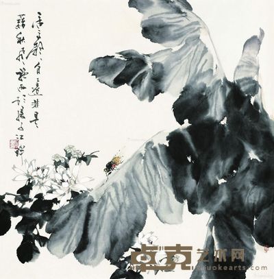 施雨 芭蕉玉兰 69×69cm