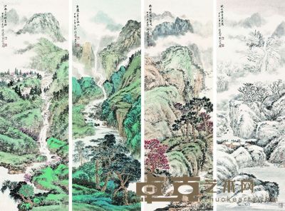 徐建明 春夏秋冬四条屏 100×33cm×4