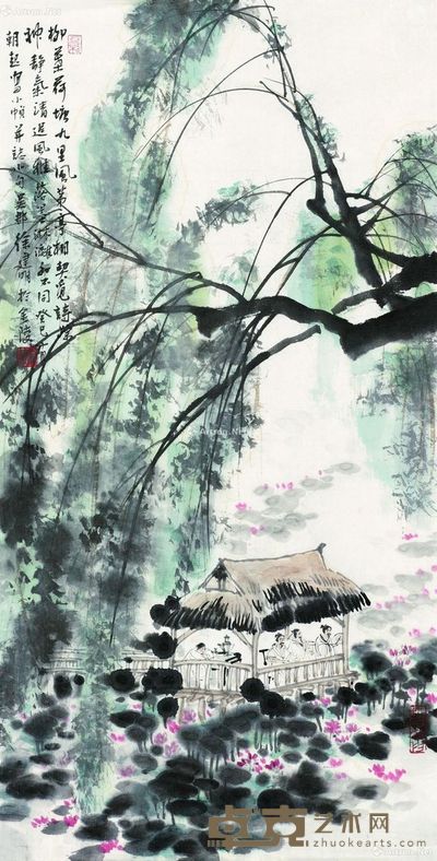 徐建明 柳叶荷塘 68×35cm