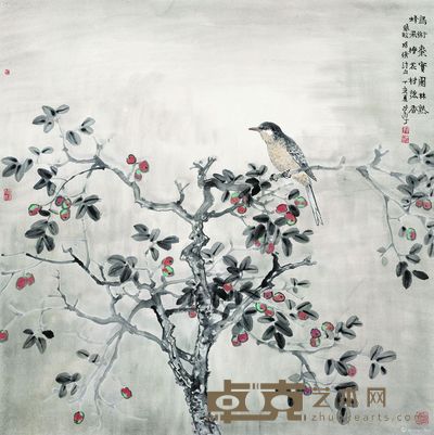 郭子良 花鸟 69×69cm