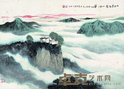 华拓 山村晨韵图 60×83cm