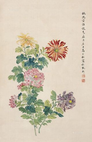 马家桐 秋菊图