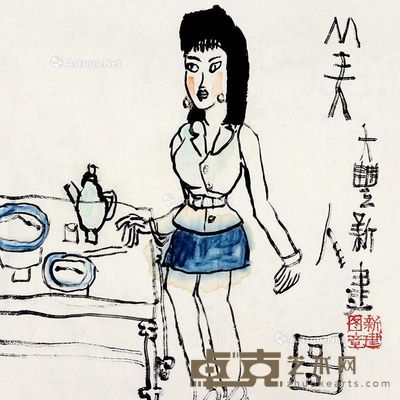 朱新建 美人图 34×34cm