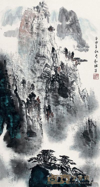 赵球 山水 87×48cm