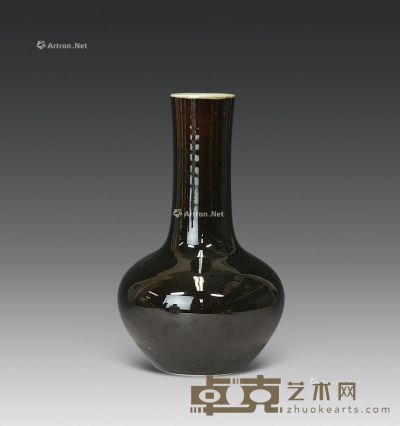 清代 黑釉长颈瓶 高28.5cm