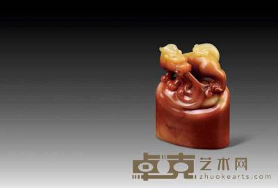 寿山芙蓉石古兽钮印章 2.2×4.2×5.5 cm