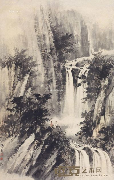 黄君璧 观瀑图 95×61cm