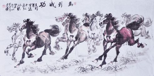 吴峰  八马图