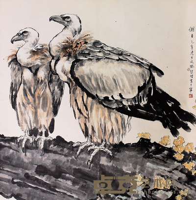 徐悲鸿 双鹫 100×98cm