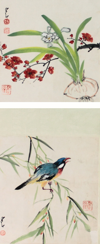 赵少昂  花鸟双挖
