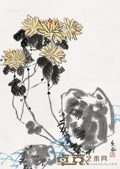 刘文西 菊石图 69×45cm