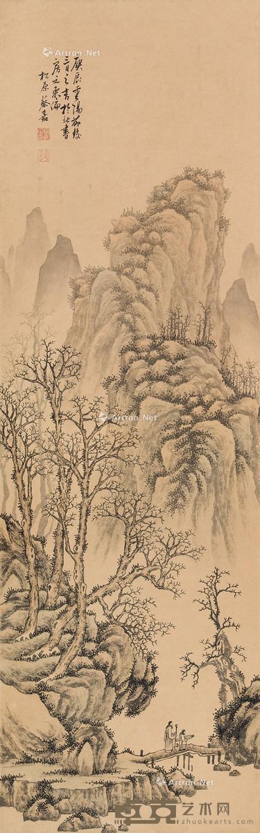 蔡嘉 携琴仿友图 99×31cm