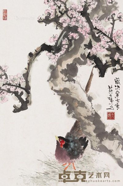 蔡大雄 梅花花鸟 80×45cm