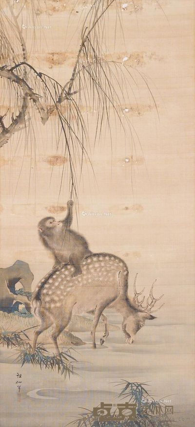 森祖仙 花鹿 111×51cm