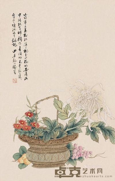 孔小瑜 花卉 设色纸本 65×40cm