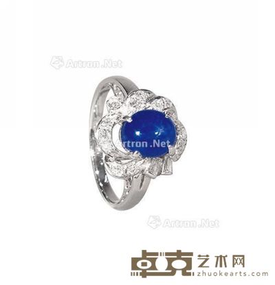 铂金星光蓝宝钻戒