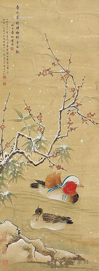 陈之佛 雪里鸳鸯 114×42cm