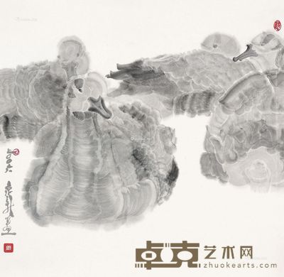 周京新 水鸟 67×66cm