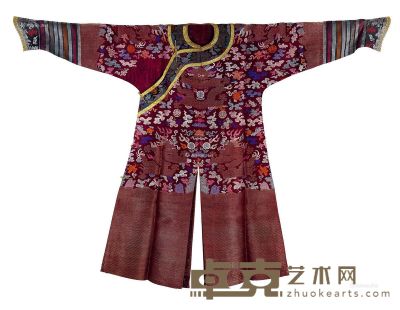 清 紫色纳沙龙袍 高130cm；长180cm