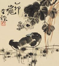 李苦禅 花鸟 立轴 设色纸本