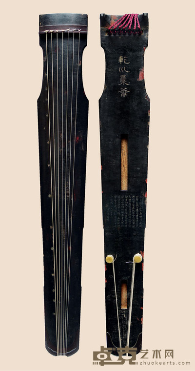 宋·缪阗藏“乾坤橐蘥”款仲尼式琴 琴长：122.5cm 额宽：18cm 肩宽：19.5cm 尾宽：13.2cm