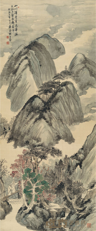 胡公寿  天池石壁图 161×66.5cm