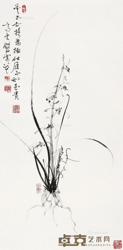 兰花 卷轴 纸本 68×34cm