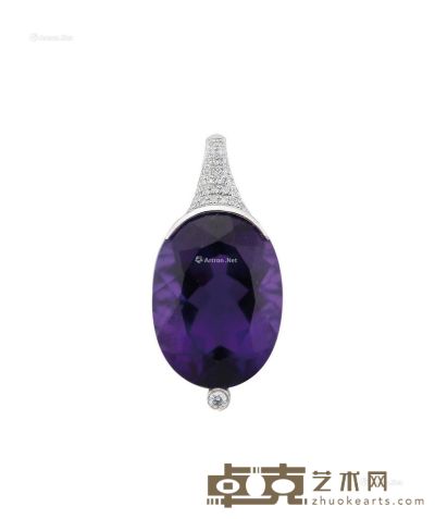 18K镶钻紫水晶吊坠 1.9×1.4cm