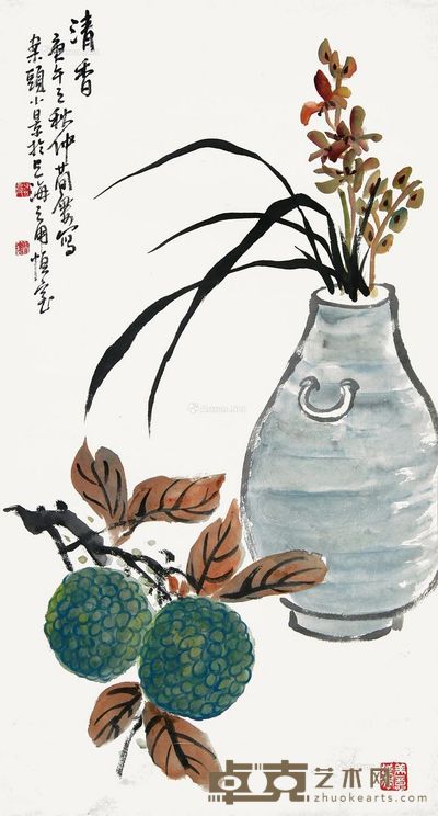 清香图 卷轴 纸本 87×47cm