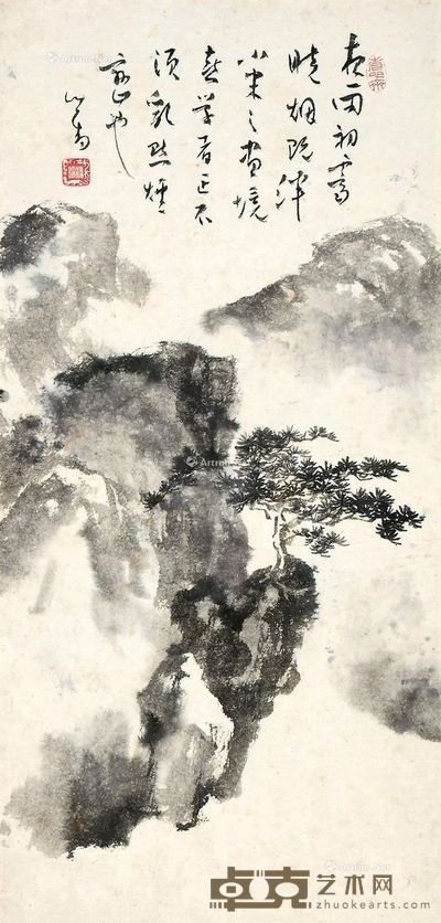 溥儒 夜雨初霁 59×28cm