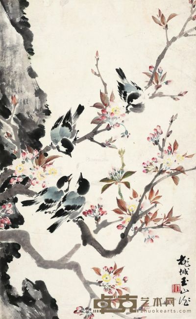 林玉山 桃花小鸟 56×34.5cm