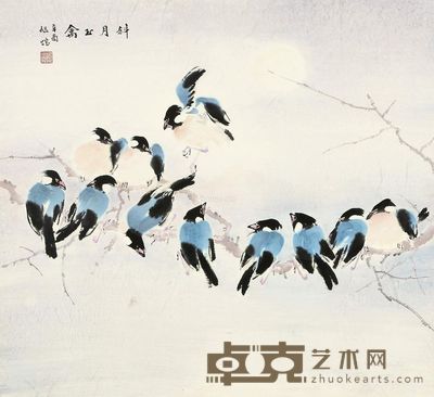 姚旭灯 雀鸟图 63×67.5cm