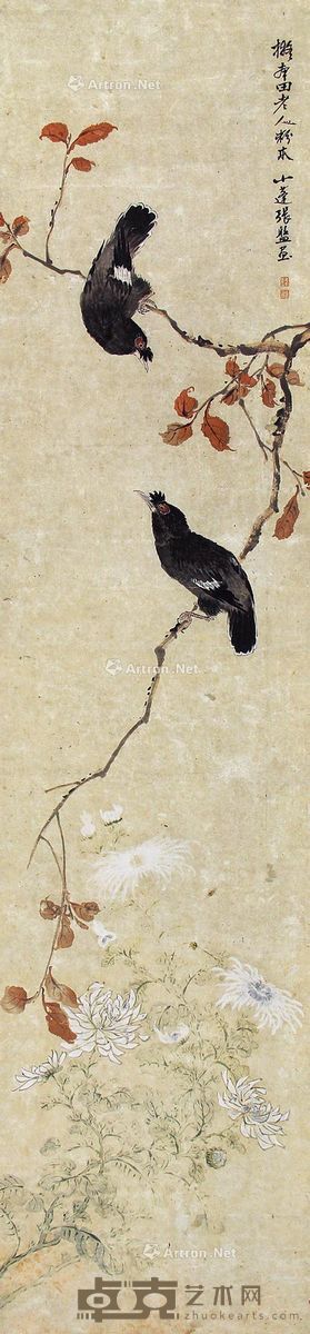 张槃 花鸟 133×31cm