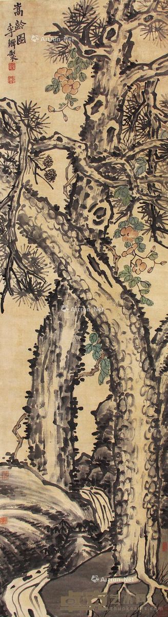 李鱓 嵩龄图 171×47cm