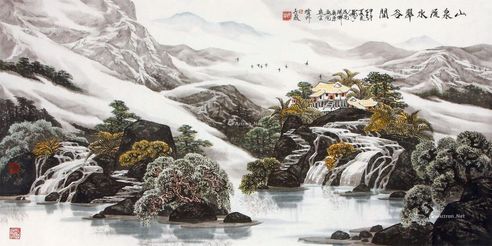 邓子敬 山泉流水翠谷间