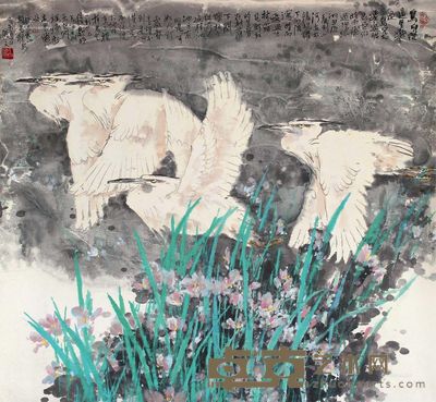 白国文 花鸟 75×81cm
