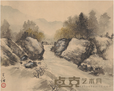 黄幻吾 溪流图 39×31cm