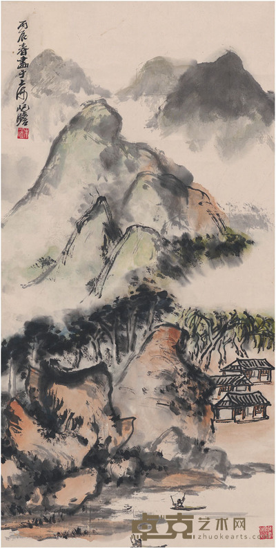 朱屺瞻 山居图 82.5×40cm