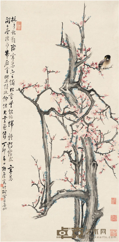 高野侯 寒梅图 103.5×50.5cm