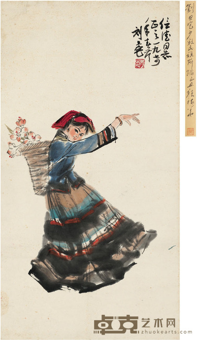 刘旦宅 少数民族舞蹈 75.5×40cm