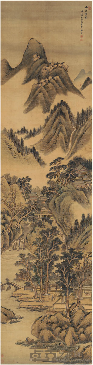 杨晋 山川出云图 197×50cm