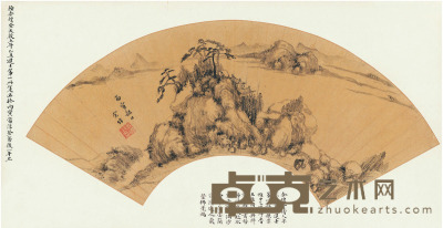 余煌 平湖山居图 54×17.5cm
