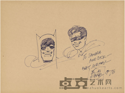 蝙蝠侠原创者鲍勃·凯恩  蝙蝠侠画稿 23×30.5cm