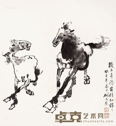 沈彬如 骏马奔腾 66×60cm